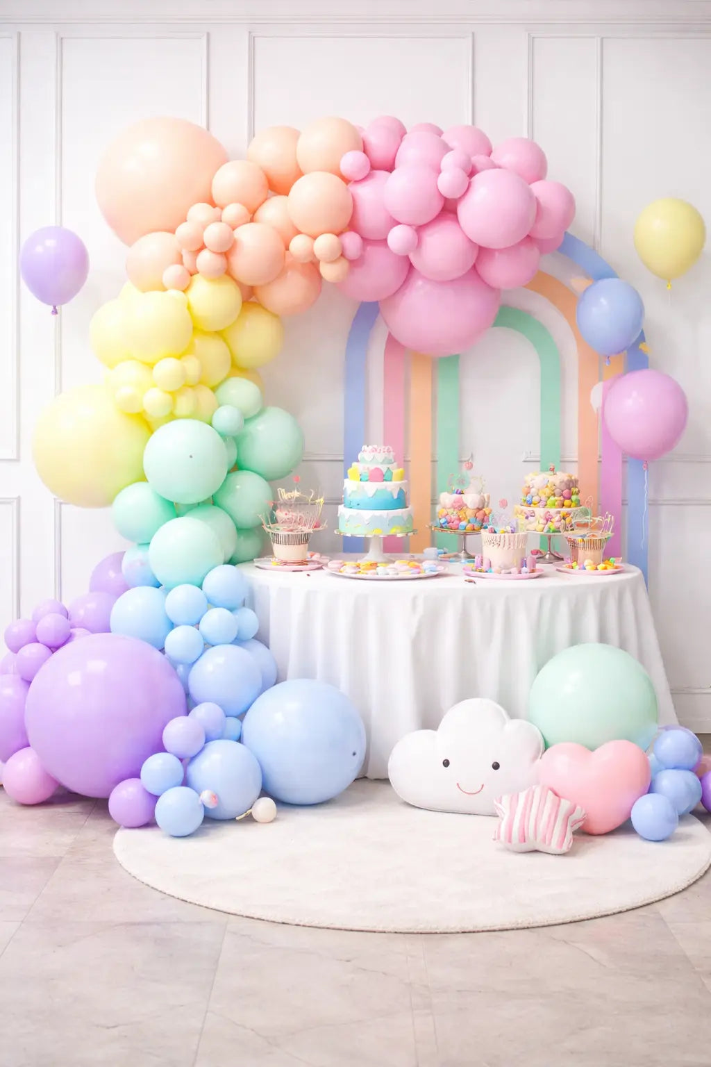 Regenbogen Ballonbogen Deko-Set 189-teilig – Pastellfarben Celestial Art