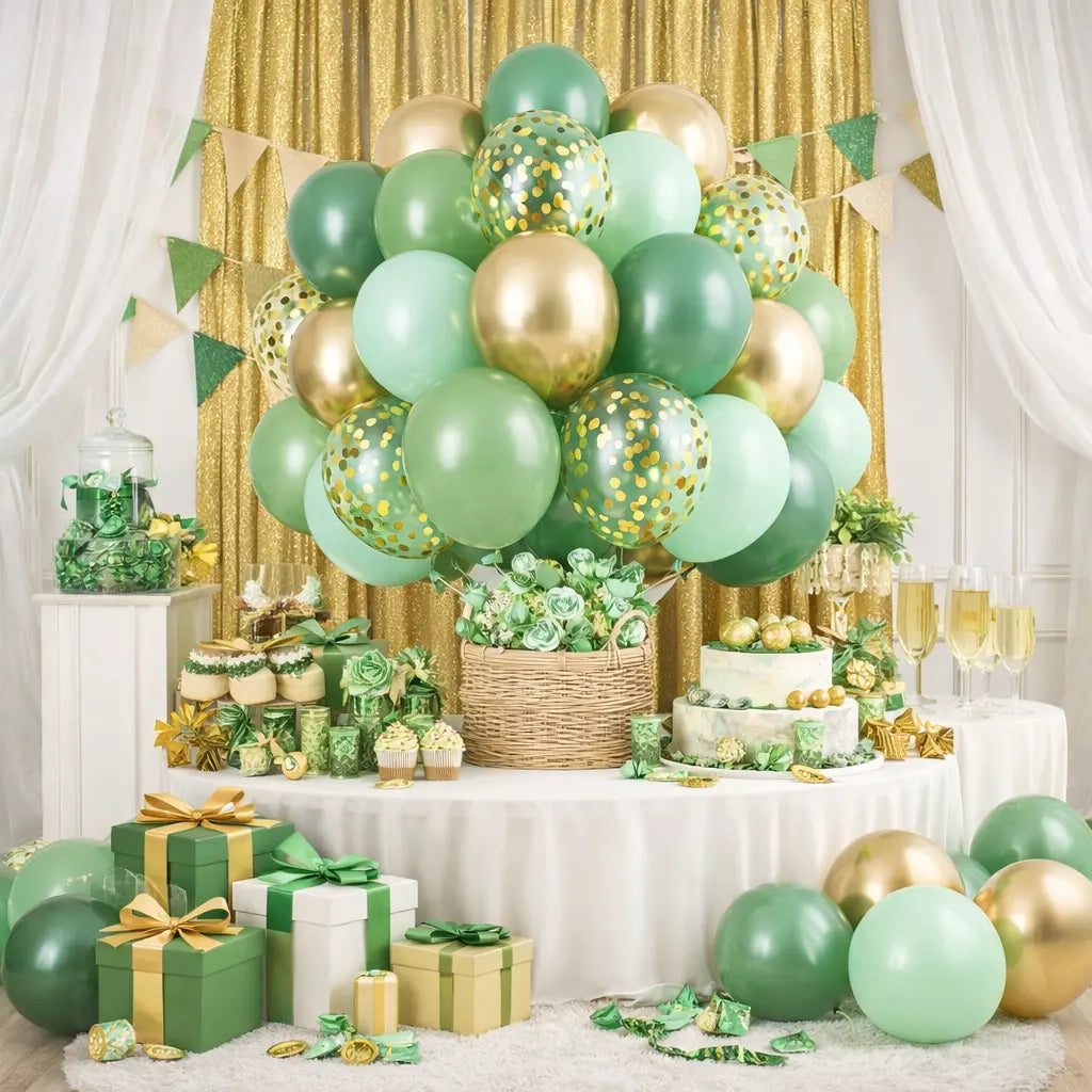 Grün-Goldenes Ballon-Deko Set – 55-teilig (Grün, Mint & Gold) Celestial Art