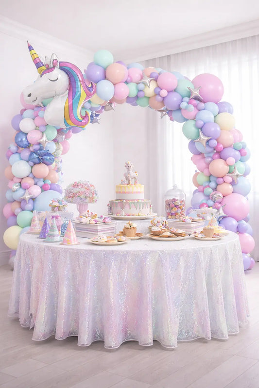 Einhorn Ballonbogen Deko-Set 150-teilig – Pastellfarben Celestial Art