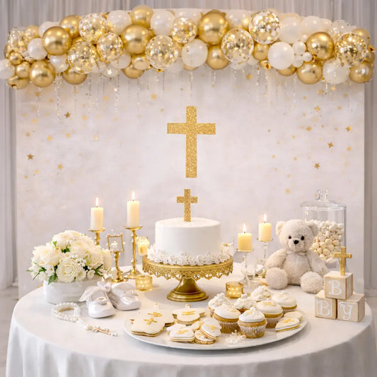 Elegantes Ballon-Deko Set – 50-teilig (Gold & Weiss) Celestial Art