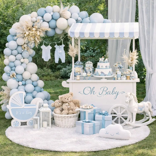 Blau-Weisses Ballonbogen Deko-Set – 126-teilig (Hellblau & Weiss) Celestial Art