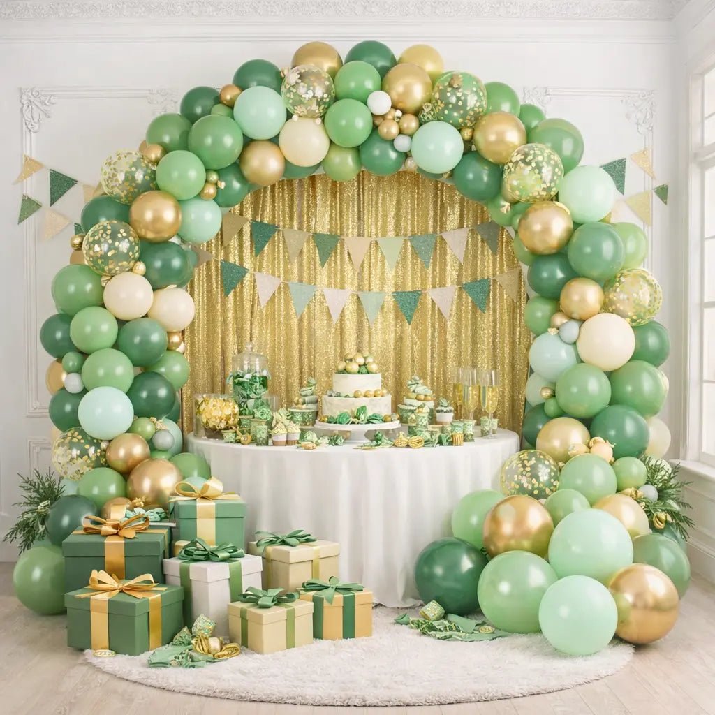 Grün-Goldenes Ballon-Deko Set – 55-teilig (Grün, Mint & Gold) Celestial Art