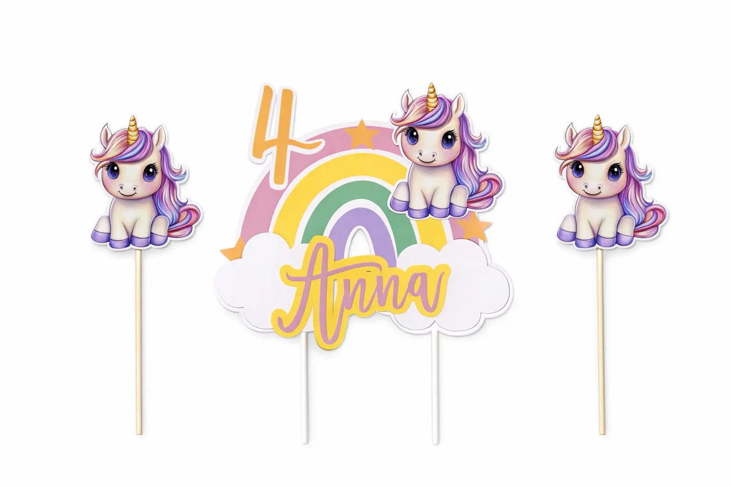 Unicorn Birthday Set für 6 Kinder – Personalisiert (13-teilig) Celestial Art